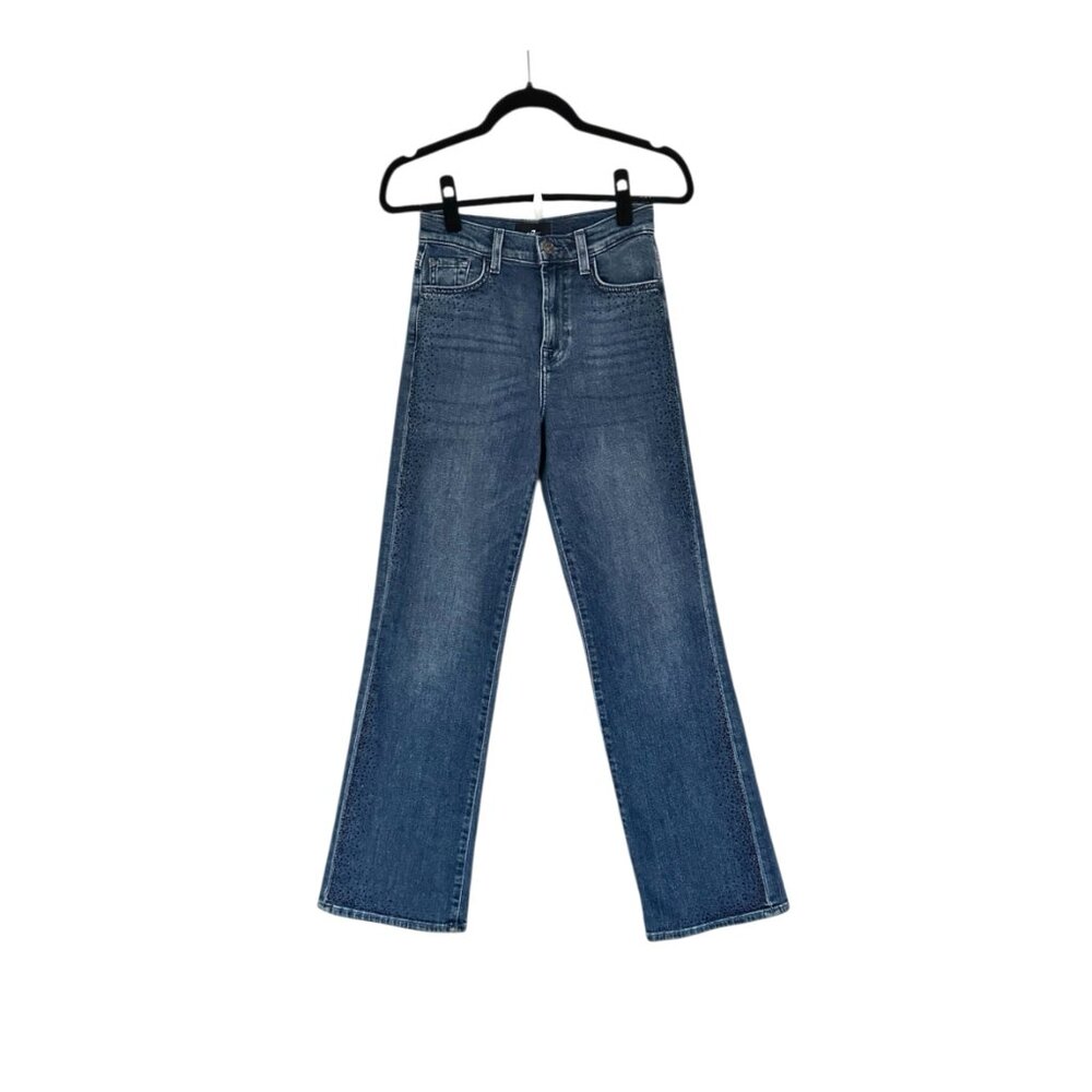 7 For All Mankind Alexa Rhinestone Crystals Straight Leg Jeans